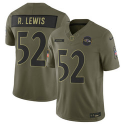 Nike Baltimore Ravens #52 Ray Lewis Olive 2025 Salute To Service Stitched Football Jersey