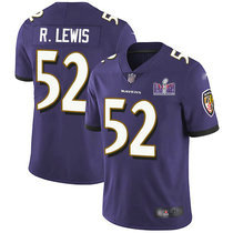 Nike Baltimore Ravens #52 Ray Lewis Purple Vapor Untouchable With 2024 Super Bowl (LVIII ) patch Jersey