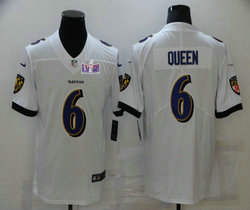 Nike Baltimore Ravens #6 Patrick Queen White Vapor Untouchable With 2024 Super Bowl (LVIII ) patch Jersey