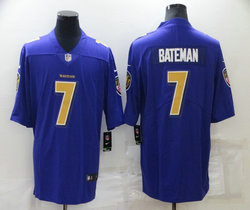 Nike Baltimore Ravens #7 Rashod Bateman Purple Rush Authentic Stitched NFL Jersey
