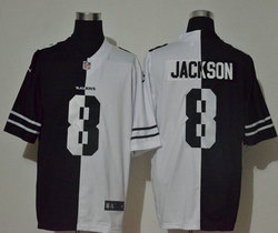 Nike Baltimore Ravens #8 Lamar Jackson Black and White Authentic Stitched NFL Jersey