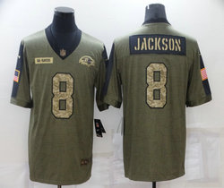 Nike Baltimore Ravens #8 Lamar Jackson Camo 2021 salute to service Authentic Stitched NFL Jersey