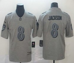 Nike Baltimore Ravens #8 Lamar Jackson Gridiron Gray Vapor Untouchable Limited Authentic Stitched NFL Jersey