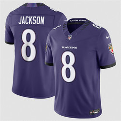 Nike Baltimore Ravens #8 Lamar Jackson Purple 2026 Authentic Stitched NFL Jersey