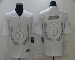 Nike Baltimore Ravens #8 Lamar Jackson White Memorial Authentic Stitched NFL Jerseys