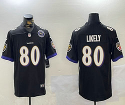 Nike Baltimore Ravens #80 Isaiah Likely Black New Team Patch Vapor Untouchable NFL Jersey