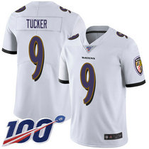 Nike Baltimore Ravens #9 Justin Tucker 100th Season White Vapor Untouchable Limited Authentic Stitched NFL Jersey