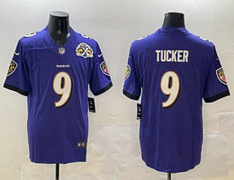 Nike Baltimore Ravens #9 Justin Tucker Purple 1996-2005 patch NFL Jersey