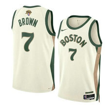 Nike Boston Celtics #7 Jaylen Brown Cream 2024 Finals City Stitched Basketball Jersey