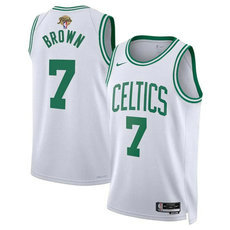 Nike Boston Celtics #7 Jaylen Brown White 2024 Finals Stitched Basketball Jersey