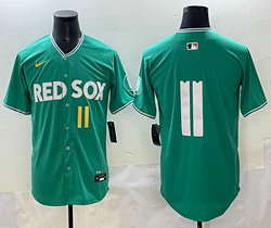 Nike Boston Red Sox #11 Rafael Devers (no name) 11 front Green City Jersey