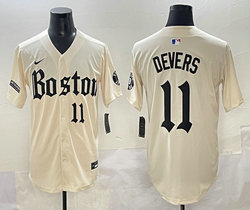 Nike Boston Red Sox #11 Rafael Devers Cream 5(V) Joint MLB Jersey