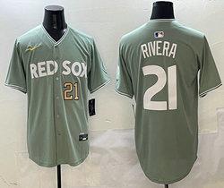 Nike Boston Red Sox #21 Eduardo Rivera Green City #21 front Jersey
