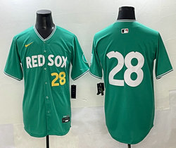 Nike Boston Red Sox #28 Kristian Campbell (no name) Gold 28 front Green City MLB Jersey