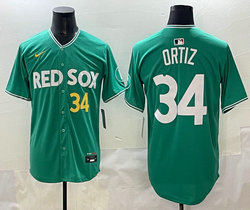 Nike Boston Red Sox #34 David Ortiz #34 front Green City Jersey