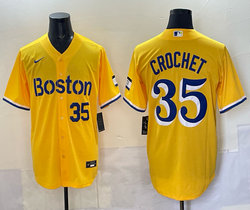 Nike Boston Red Sox #35 Garrett Crochet Gold City Authentic stitched MLB jersey