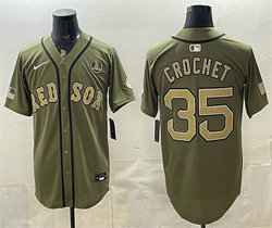 Nike Boston Red Sox #35 Garrett Crochet Olive Armed Forces Day jersey
