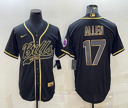 Nike Buffalo Bills #17 Josh Allen Black Gold Joint Authentic Stitched baseball jersey