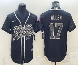 Nike Buffalo Bills #17 Josh Allen Black Reflective with logo Authentic Stitched baseball Jersey