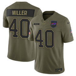 Nike Buffalo Bills #40 Von Miller Olive 2025 Salute To Service Stitched Football Jersey