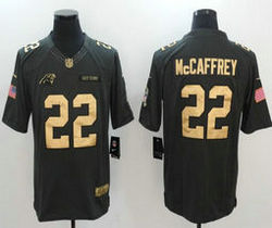 Nike Carolina Panthers #22 Christian McCaffrey Black Limited Gold Salute To Service NFL Jersey