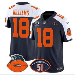 Nike Chicago Bears #18 Caleb Williams Navy White 4(IV) Thanksgiving Stitched Jersey