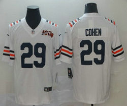Nike Chicago Bears #29 Tarik Cohen 100th Season Patch White Vapor Untouchable Limited Authentic Stitched NFL Jersey