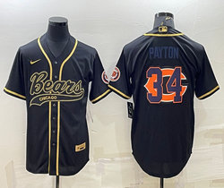 Nike Chicago Bears #34 Walter Payton Black Joint Team Logo Authentic Stitched baseball jersey