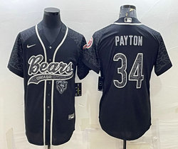 Nike Chicago Bears #34 Walter Payton Black Reflective with logo Authentic Stitched baseball Jersey