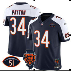 Nike Chicago Bears #34 Walter Payton Navy Thanksgiving F.U.S.E Authentic stitched NFL jersey