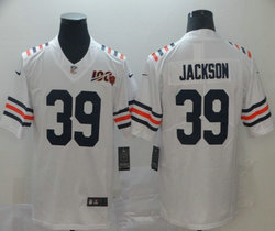 Nike Chicago Bears #39 Eddie Jackson 100th Season Patch White Vapor Untouchable Limited Authentic Stitched NFL Jersey