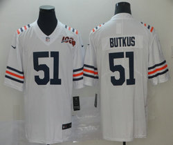 Nike Chicago Bears #51 Dick Butkus 100th Anniversary Patch White Vapor Untouchable Limited Authentic Stitched NFL Jersey