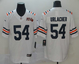 Nike Chicago Bears #54 Brian Urlacher 100th Season Patch White Vapor Untouchable Limited Authentic Stitched NFL Jersey