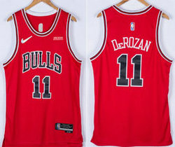Nike Chicago Bulls #11 DeMar DeRozan Red With Advertising Authentic Stitched NBA Jersey