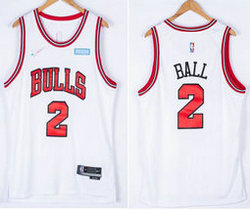 Nike Chicago Bulls #2 LaMelo Ball White 75th anniversary With Advertising Authentic Stitched NBA jersey