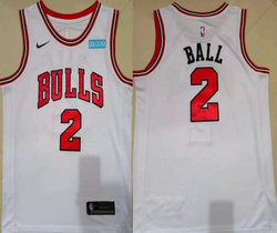 Nike Chicago Bulls #2 LaMelo Ball White With Advertising Game Authentic Stitched NBA jersey