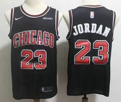 Nike Chicago Bulls #23 Michael Jordan Black Game With With Advertising Authentic Stitched NBA jerseys