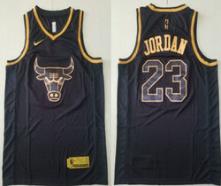 Nike Chicago Bulls #23 Michael Jordan Black Gold Game Authentic Stitched NBA jersey