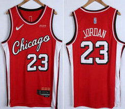 Nike Chicago Bulls #23 Michael Jordan Red City 75th anniversary With Advertising Authentic Stitched NBA jersey