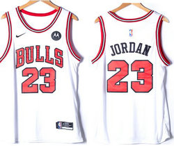 Nike Chicago Bulls #23 Michael Jordan White 22-23 With Advertising Authentic Stitched NBA Jersey