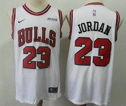 Nike Chicago Bulls #23 Michael Jordan White Game With Advertising Authentic Stitched NBA jerseys