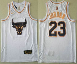 Nike Chicago Bulls #23 Michael Jordan White Gold Game Authentic Stitched NBA jersey
