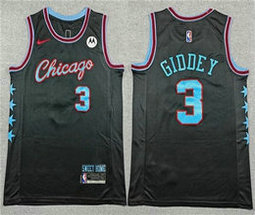 Nike Chicago Bulls #3 Josh Giddey 2026 Black City NBA Jersey