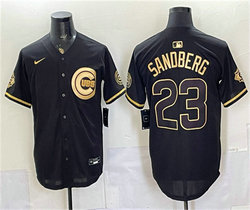 Nike Chicago Cubs #23 Ryne Sandberg Black Gold 150th Anniversary Patch Jersey