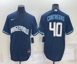 Nike Chicago Cubs #40 Willson Contreras Navy Game Authentic Stitched MLB Jersey