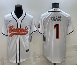 Nike Cincinnati Bengals #1 Ja'Marr Chase White Joint Authentic Stitched baseball jersey
