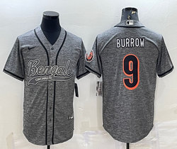 Nike Cincinnati Bengals #9 Joe Burrow Hemp grey Joint Authentic Stitched baseball jersey