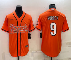 Nike Cincinnati Bengals #9 Joe Burrow Orange Joint Authentic Stitched NFL Jerseys