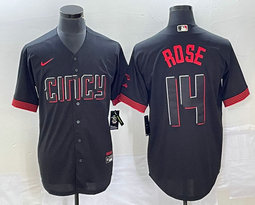 Nike Cincinnati Reds #14 Pete Rose Black City Game Authentic Stitched MLB jersey
