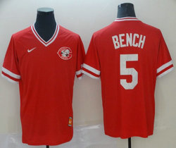 Nike Cincinnati Reds #5 Johnny Bench Pullover Throwback Authentic stitched MLB jersey